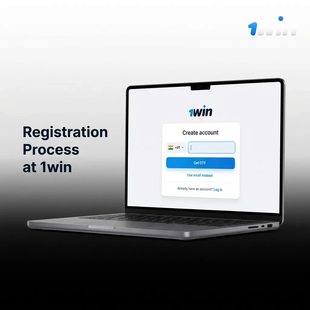 Step-by-step visual guide showing 1win registration process 